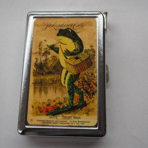 Cute Frog Fishing Cigarette Case With Built In Butane Lighter